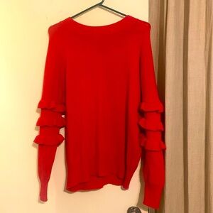 Anthropologie red ruffle sweater! GUC
